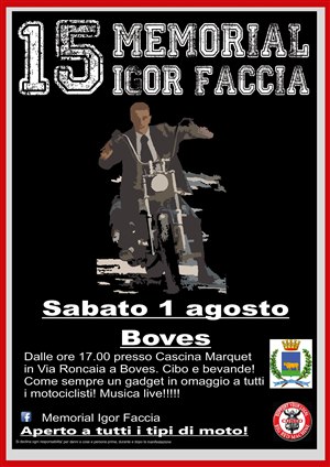 Sabato 1° agosto torna al parco del Marquet la 15esima edizione del Memorial Faccia