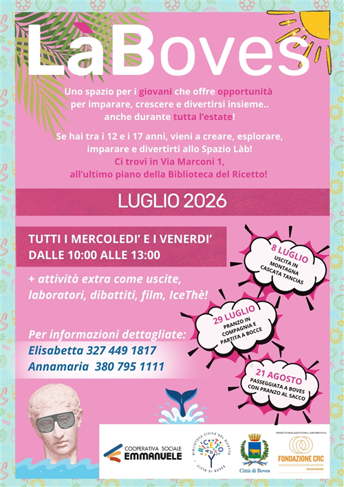 A luglio tornano gli appuntamenti con il LàBoves dedicati ai giovani