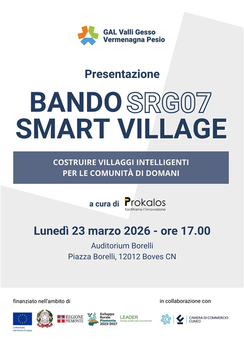 Lunedì 23 marzo il GAL  presenta il nuovo bando per sostenere progetti di Smart Village sul territorio