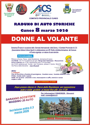 Domenica 8 marzo fa tappa a Boves il raduno Donne al Volante