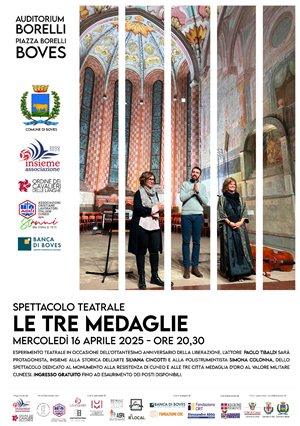 Mercoledì 16 aprile "Le Tre Medaglie", un esperimento teatrale tra arte, storia e musica nell’Ottantesimo Anniversario della Liberazione