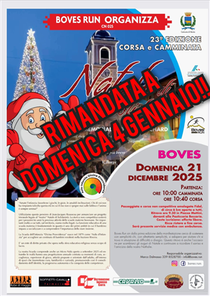 Rimandato a domenica 4 gennaio il “Natale di solidarietà” della Boves Run
