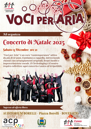 Sabato 13 dicembre si terrà il Concerto di Natale â€œVoci per Ariaâ€ a favore dell'Ail