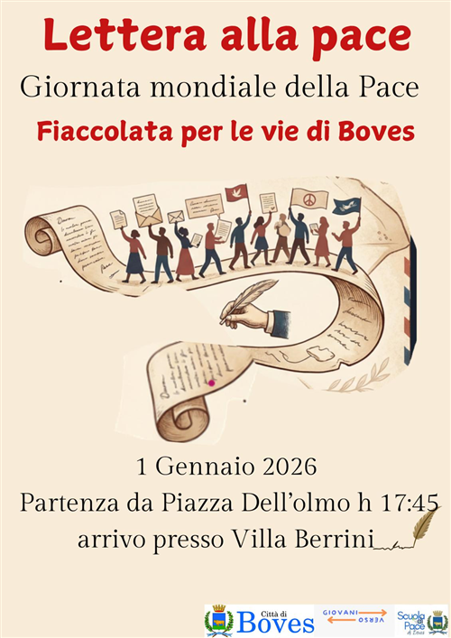 Giovedì 1° gennaio torna la Fiaccolata della Scuola di Pace