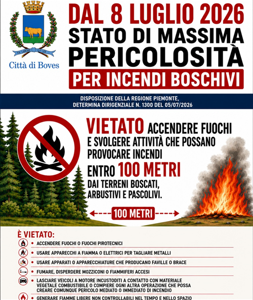 Dichiarazione dello stato di massima pericolosità per incendi boschivi