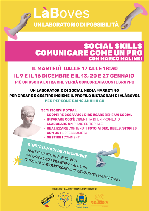 Il LàBoves il 9 e 16 dicembre propone Social skill, comunicare come un pro con Marco Malinki