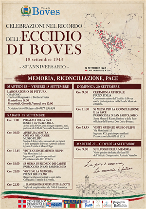 Domenica 20 settembre a Boves si terrà all’83º anniversario dell’Eccidio di Boves