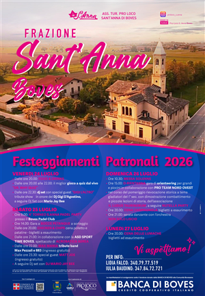 Da venerdì 24 luglio torna la grande festa in frazione Sant'Anna