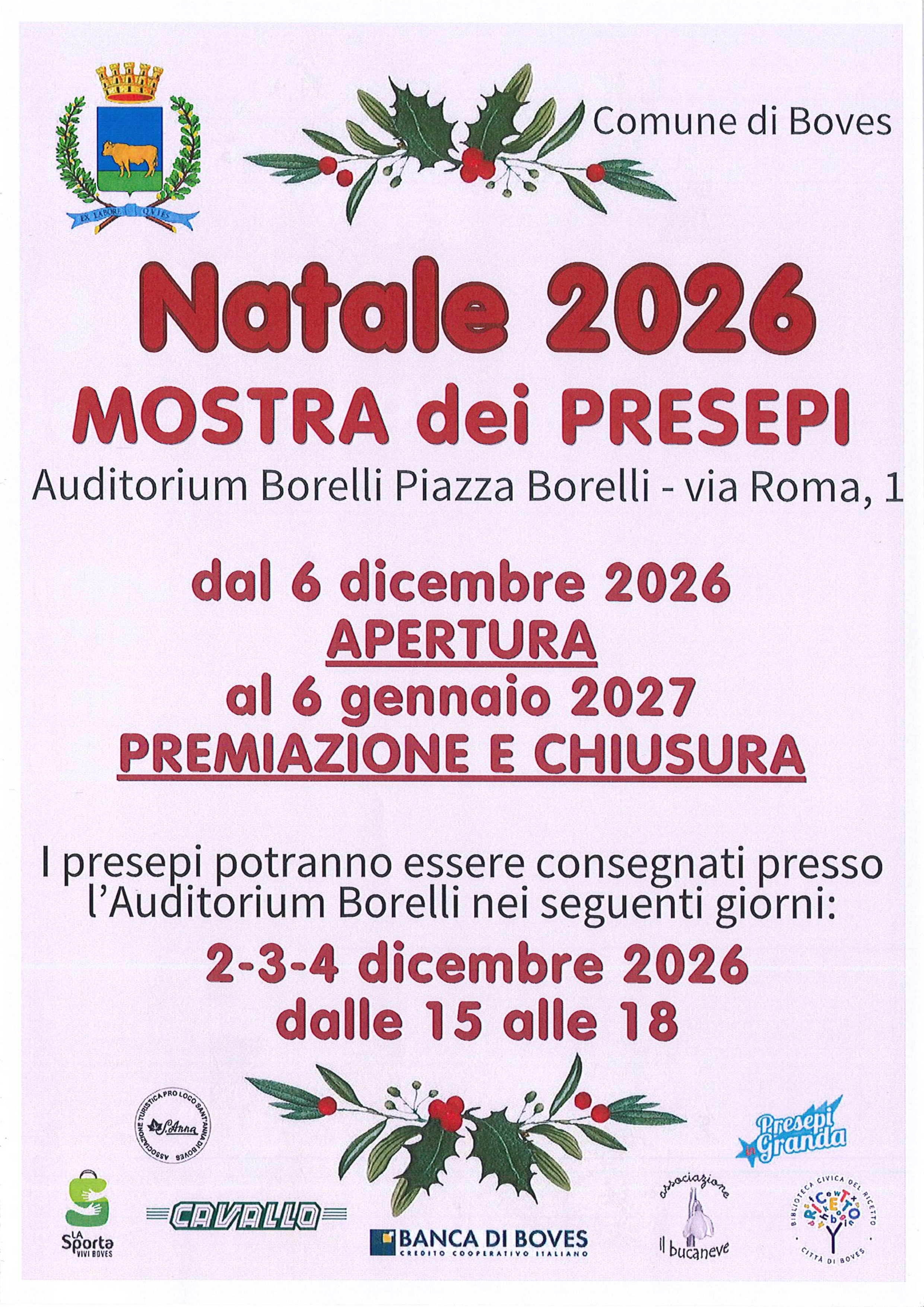 Natale 2026: Concorso fotografico, Laboratori di presepi e Mostra dei presepi